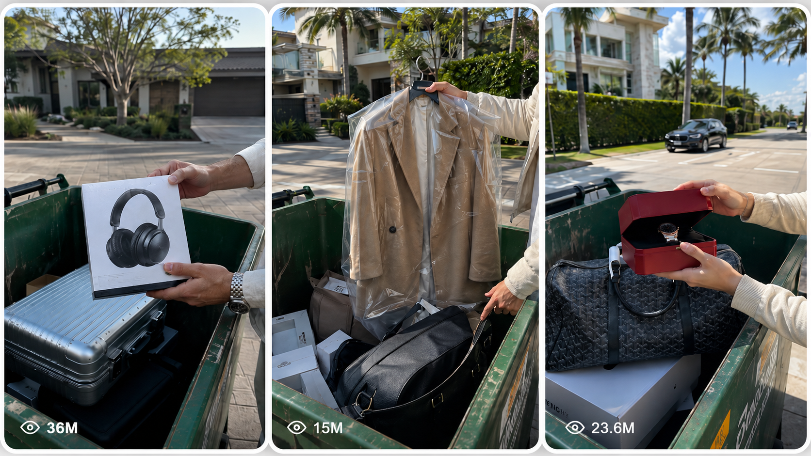 LUXURY ITEMS DUMPED IN TRASH SYSTEM....